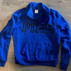 Victorias Secret PINK Blue Top-Zip Sweatshirt